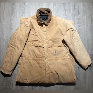 Vtg. Carhartt Arctic Quilt Lined Coveralls Mens 50r Brown Made in USA 70s-80s
